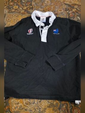 Rugby World Cup 2023 New Zealand Kids Black Polo Shirt
